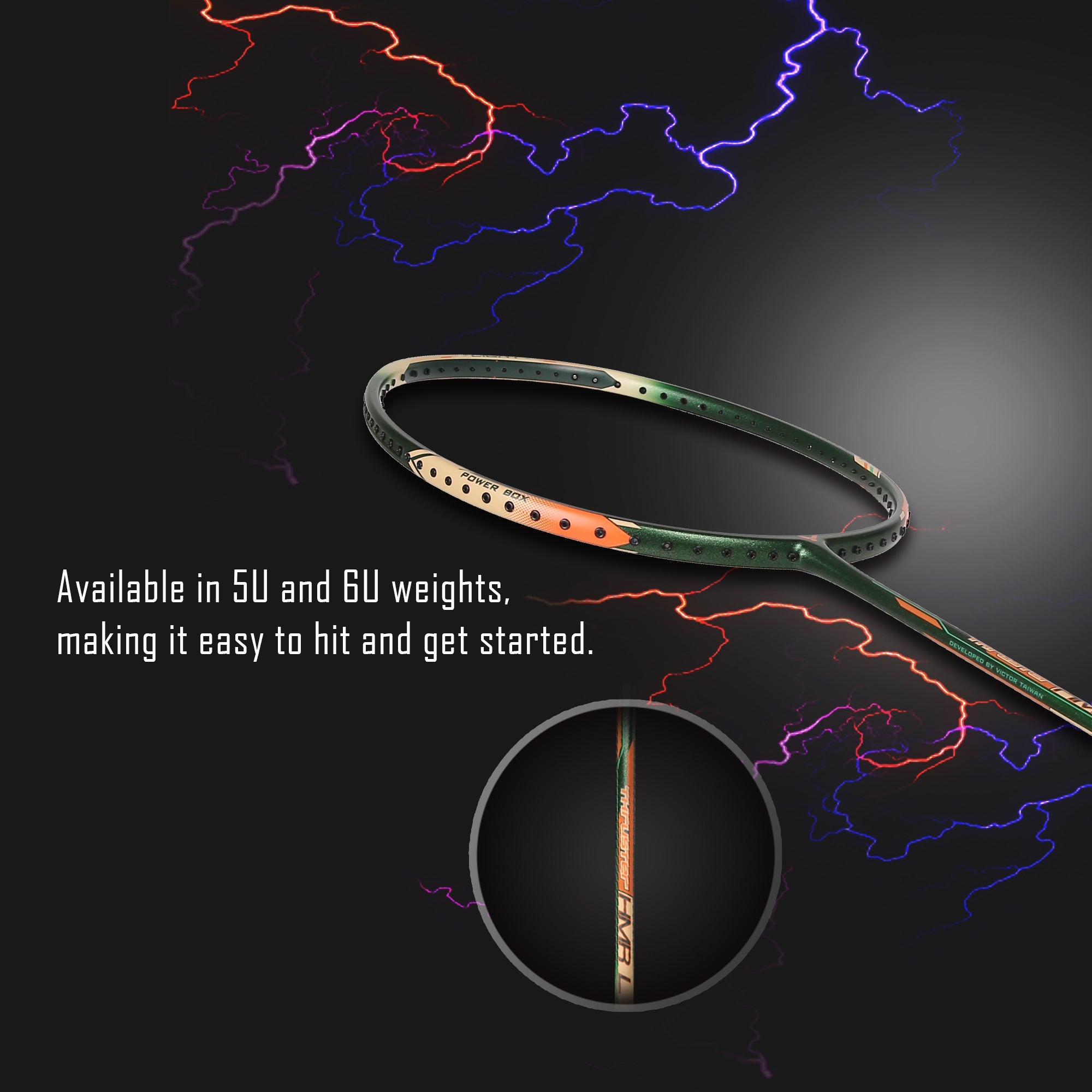 VICTOR Thruster TK-HMR Light-V Professional Badminton Racket – 5U/6U, Head Heavy, Slightly Stiff
