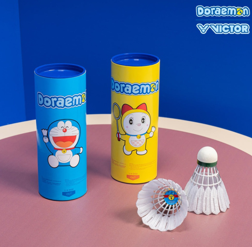 Victor Doraemon Limited Edition Synthetic Badminton Shuttlecock NCS_DRM (3-Pack, Speed 75/76/77, Multiple Colours)